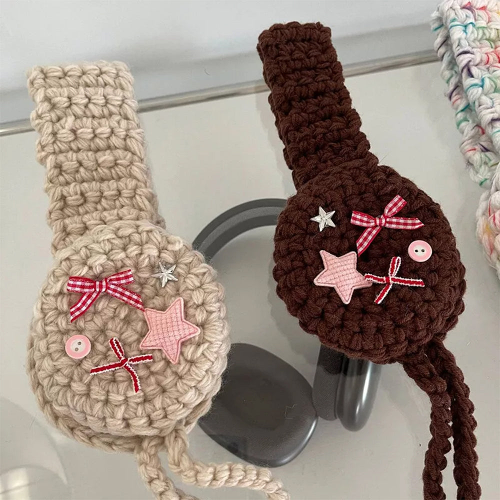 BROWN EARMUFFS STAR GIRL CROCHET HIGH-QUALITY ACRYLIC