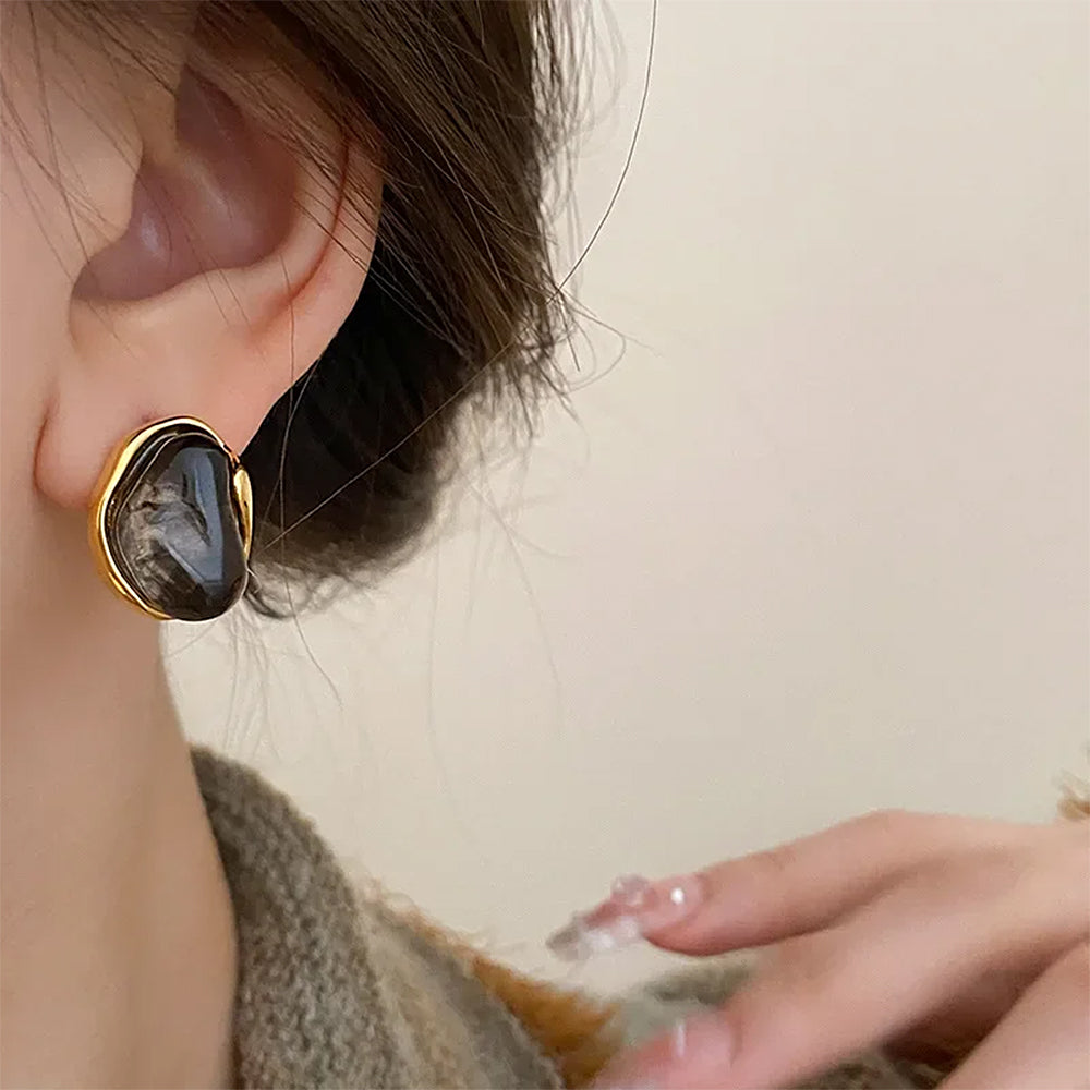 BROWN GOLD RIM EARRINGS ZINC ALLOY AESTHETIC EARRINGS