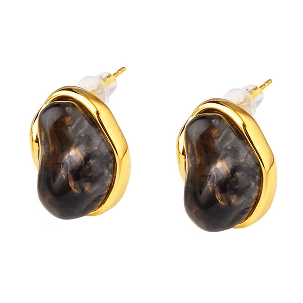 BROWN GOLD RIM EARRINGS ZINC ALLOY AESTHETIC EARRINGS