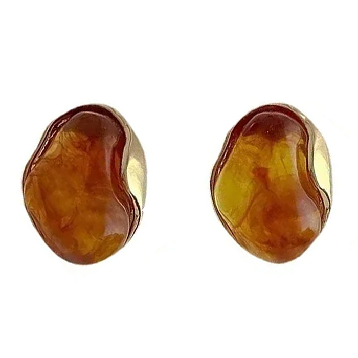 BROWN GOLD RIM EARRINGS ZINC ALLOY AESTHETIC EARRINGS