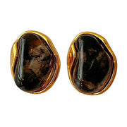 BROWN GOLD RIM EARRINGS ZINC ALLOY AESTHETIC EARRINGS