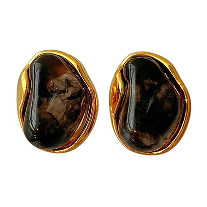 BROWN GOLD RIM EARRINGS ZINC ALLOY AESTHETIC EARRINGS