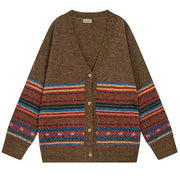 BROWN KNIT CARDIGAN GRANDPA AESTHETIC BROWN