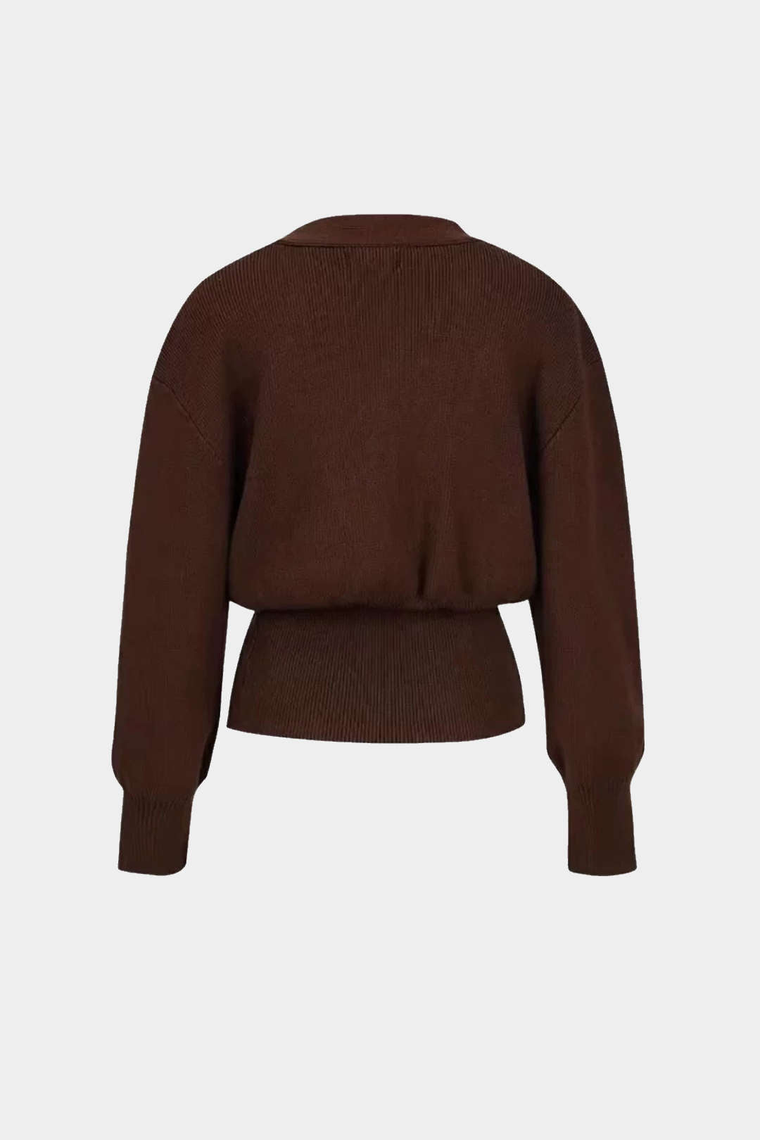 BROWN KNIT CARDIGAN WITH GOLD BUTTON V-NECK SWEATER CARDIGAN