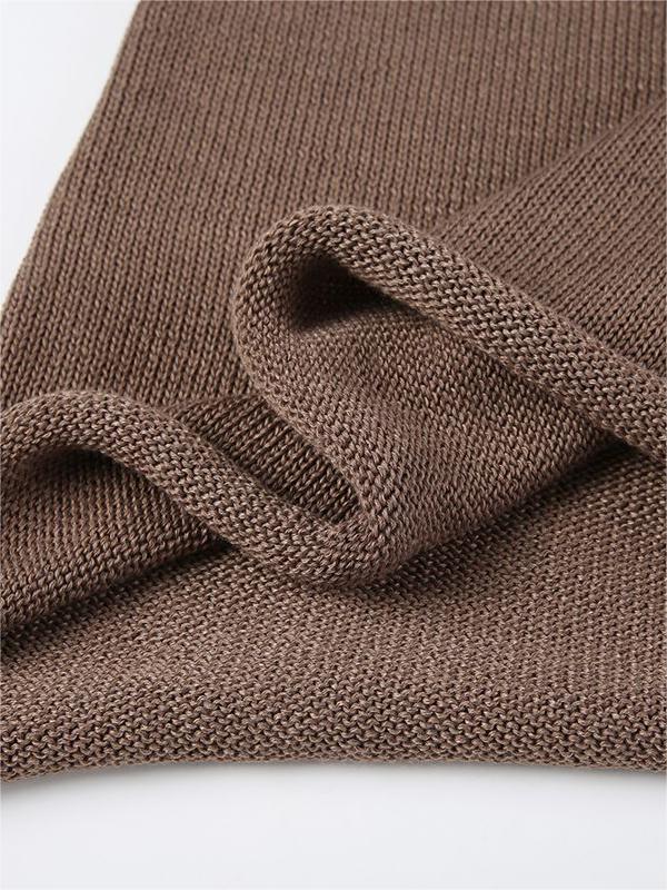 BROWN KNITTED SWEATER WITH BELL SLEEVES - LOOSE FIT DESIGN