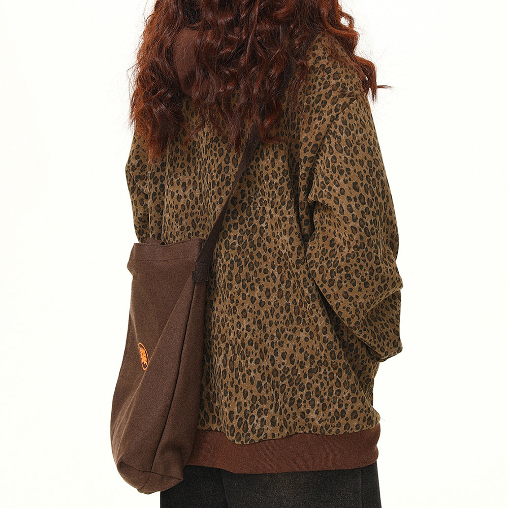 BROWN LEOPARD PRINT OVERSIZED HOODIE