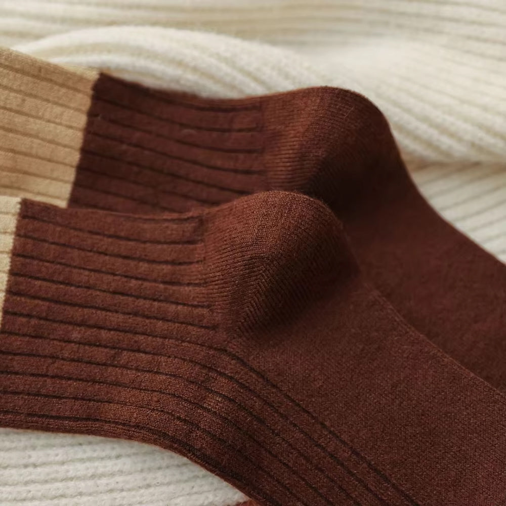 BROWN PATTERNED COZY SOCKS FREE SIZE FOUR PACK