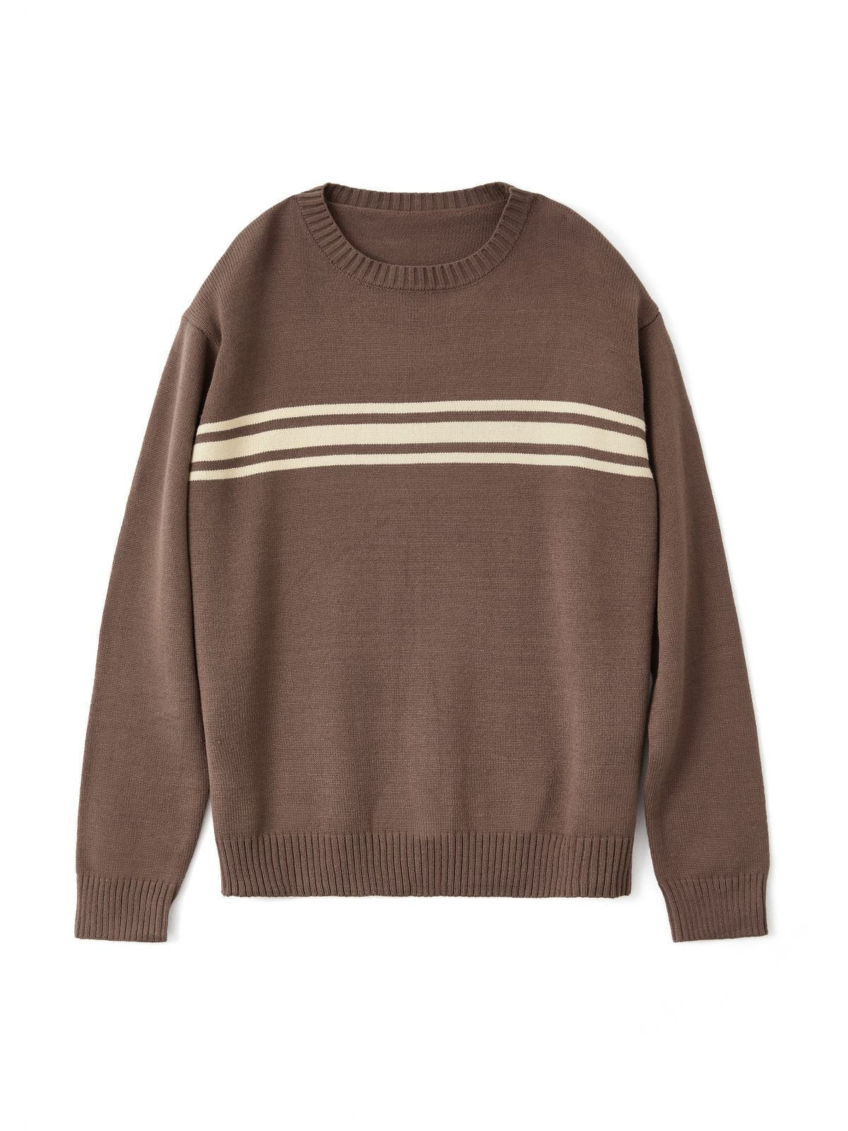 BROWN STRIPED KNIT SWEATER LOOSE FIT Y2K STYLE