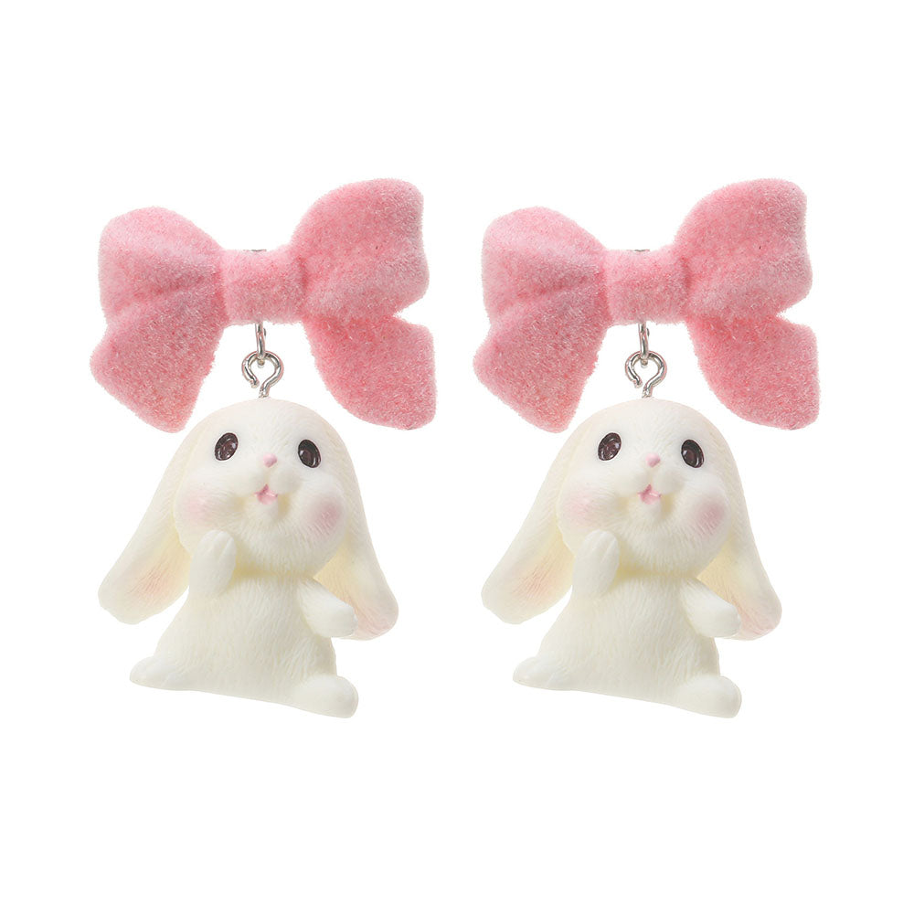 BUNNY BOW EARRINGS: PINK BOW BUNNY EARRINGS JEWELRY COLLECTION