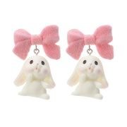 BUNNY BOW EARRINGS: PINK BOW BUNNY EARRINGS JEWELRY COLLECTION