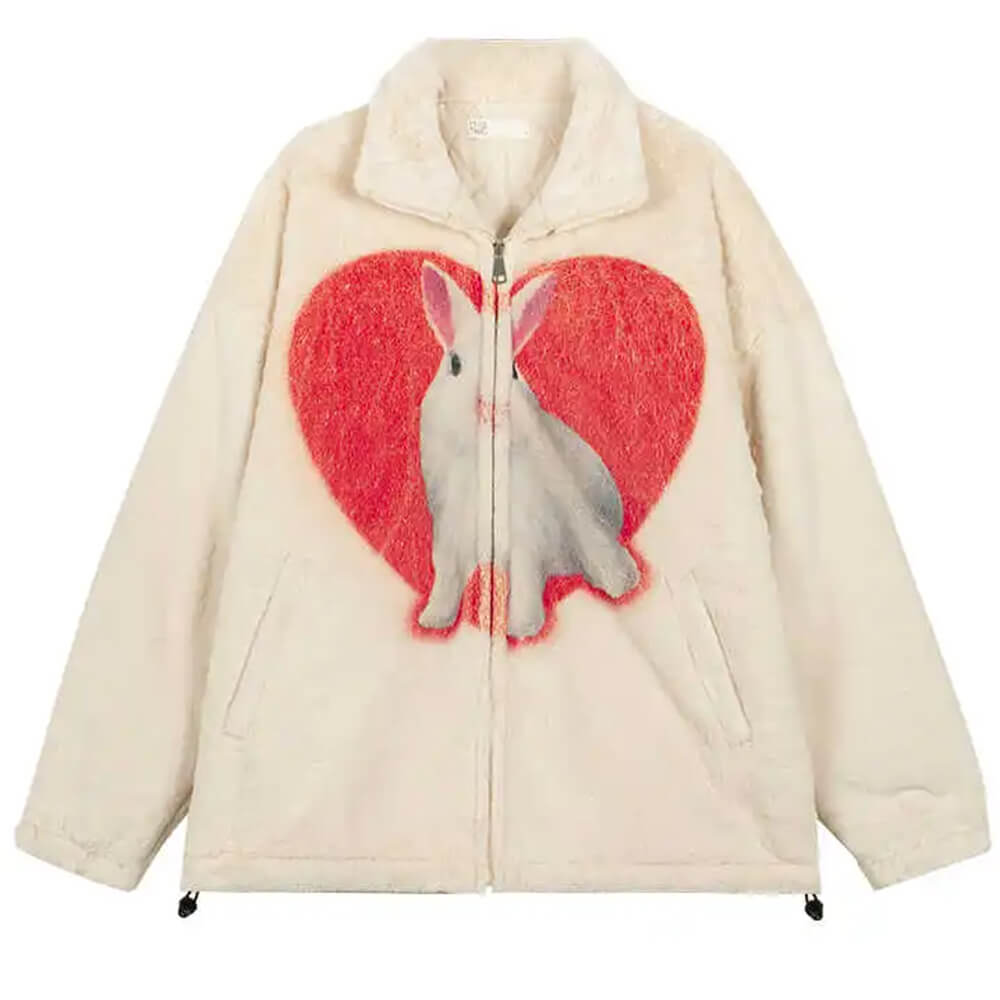 BUNNY HEART FLEECE JACKET CREAM HEART FLEECE
