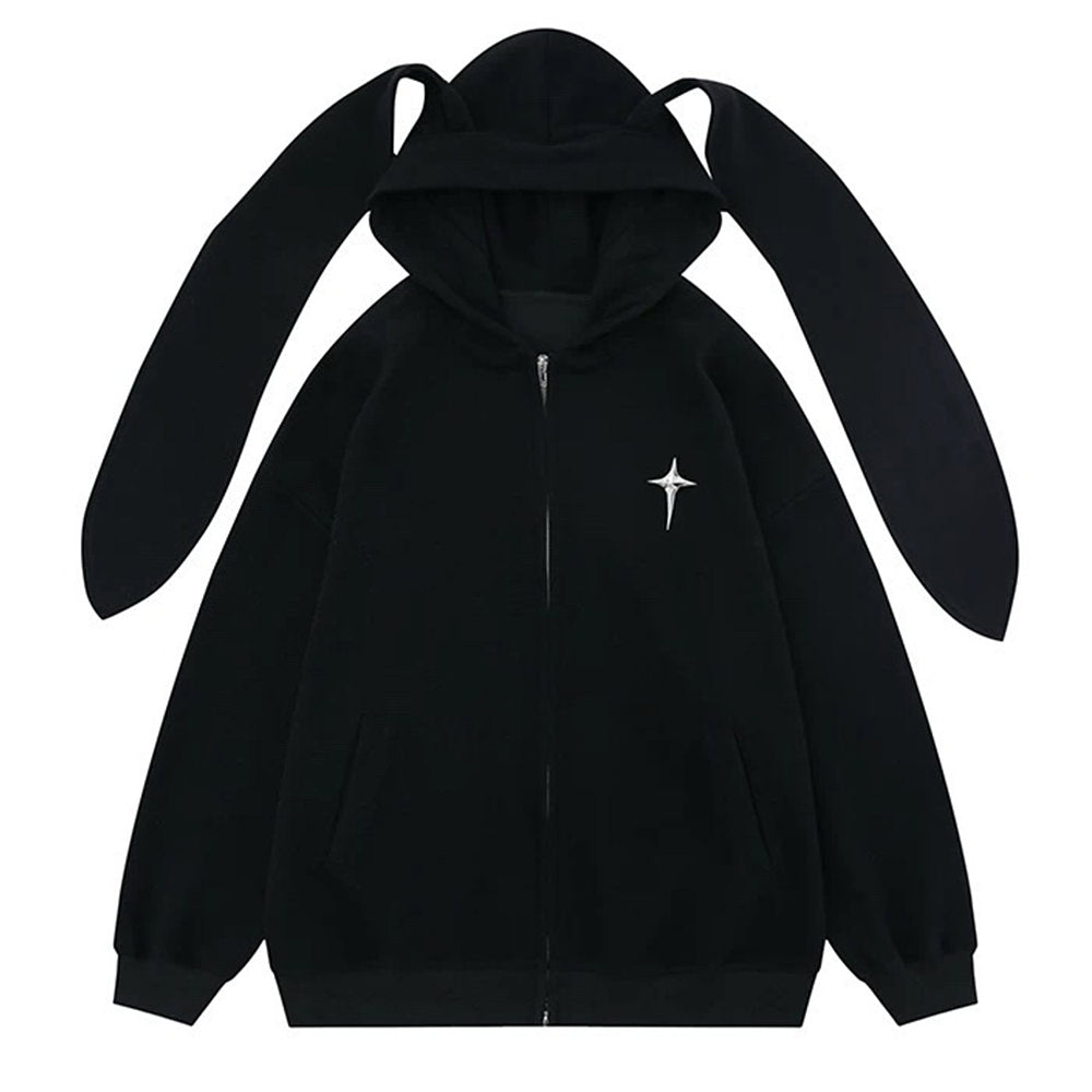 BUNNY HOODIE STAR GIRL AESTHETIC ZIP-UP