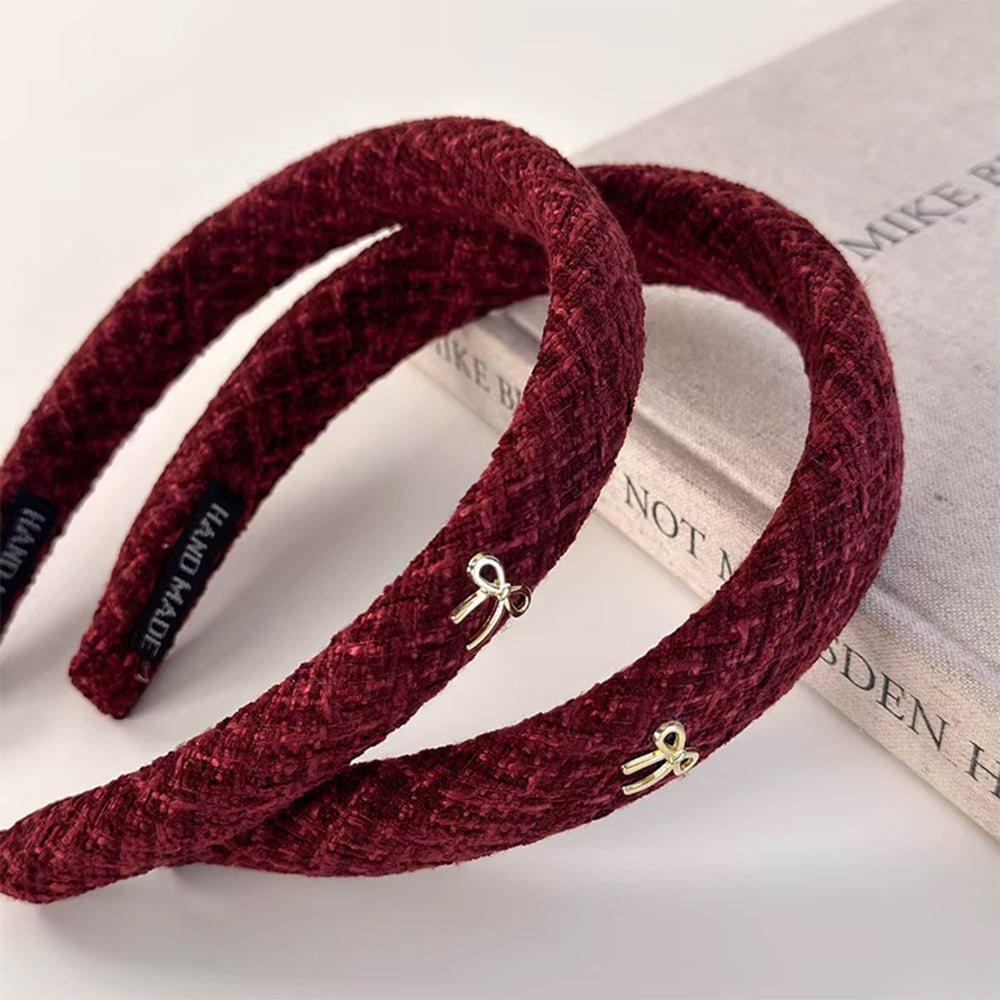 BURGUNDY BOW HEADBAND COQUETTE AESTHETIC BOW