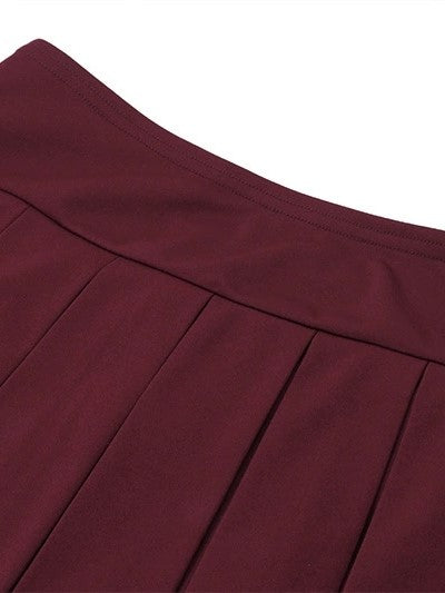 BURGUNDY OFF-THE-SHOULDER BLAZER DRESS CHIC OFF-SHOULDER DOUBLE BREASTED