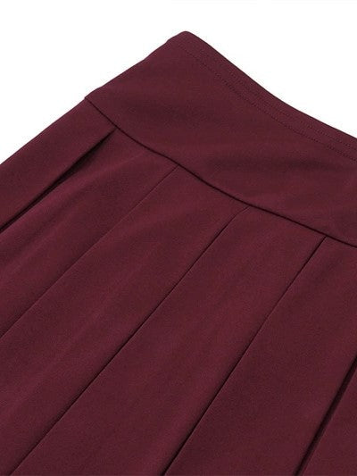 BURGUNDY OFF-THE-SHOULDER BLAZER DRESS WITH CASUAL VINTAGE STYLE