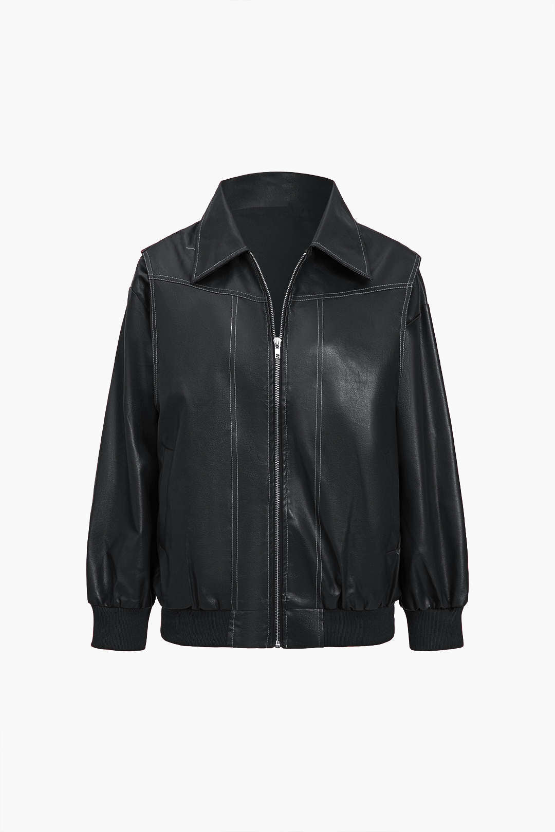 BURGUNDY OVERSIZED JACKET WITH WHITE STITCHING 90S STYLE SOLID COLOR