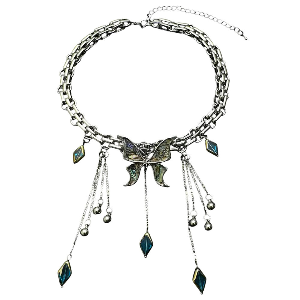 BUTTERFLY CHOKER: BLUE DIAMOND AESTHETIC BUTTERFLY NECKLACE