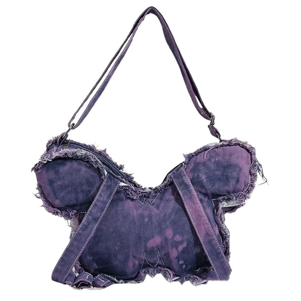 BUTTERFLY DENIM SHOULDER BAG Y2K PURSE
