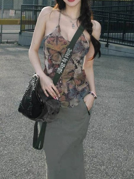 BUTTERFLY HALTER TOP SLIM FIT CAMI