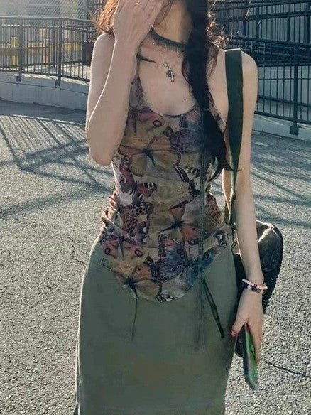 BUTTERFLY HALTER TOP SLIM FIT CAMI
