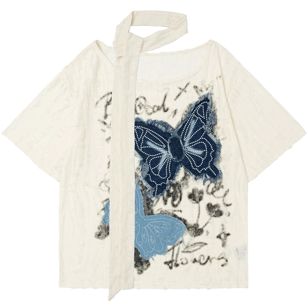 BUTTERFLY PATCH TEE EARLY 2000S AESTHETIC