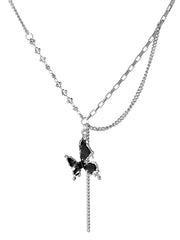 BUTTERFLY PENDANT NECKLACE Y2K STAR CROSS DESIGN