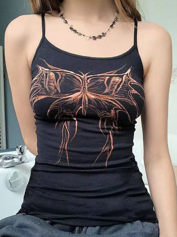 BUTTERFLY PRINT CAMI TANK TOP WITH BUTTERFLY DESIGN