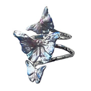 BUTTERFLY RING ELEGANT SILVER WITH REFLECTIVE BLUE-LILAC FINISH