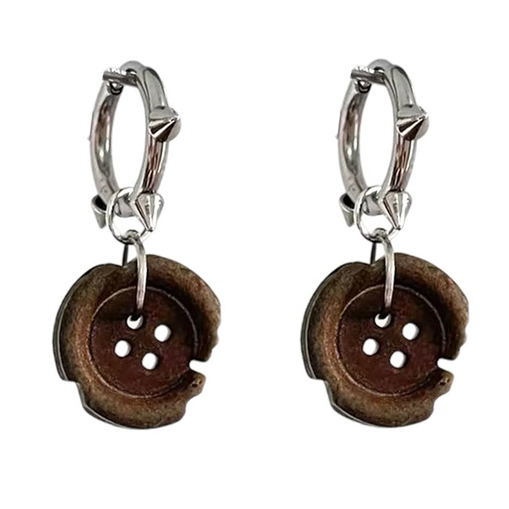 BUTTON EARRINGS GIRL ZINC ALLOY STUDS PAIR