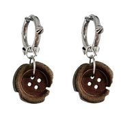 BUTTON EARRINGS GIRL ZINC ALLOY STUDS PAIR