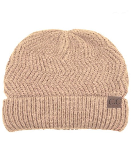 C.C Chevron Knitted Beanie With Cuff C.C Hat