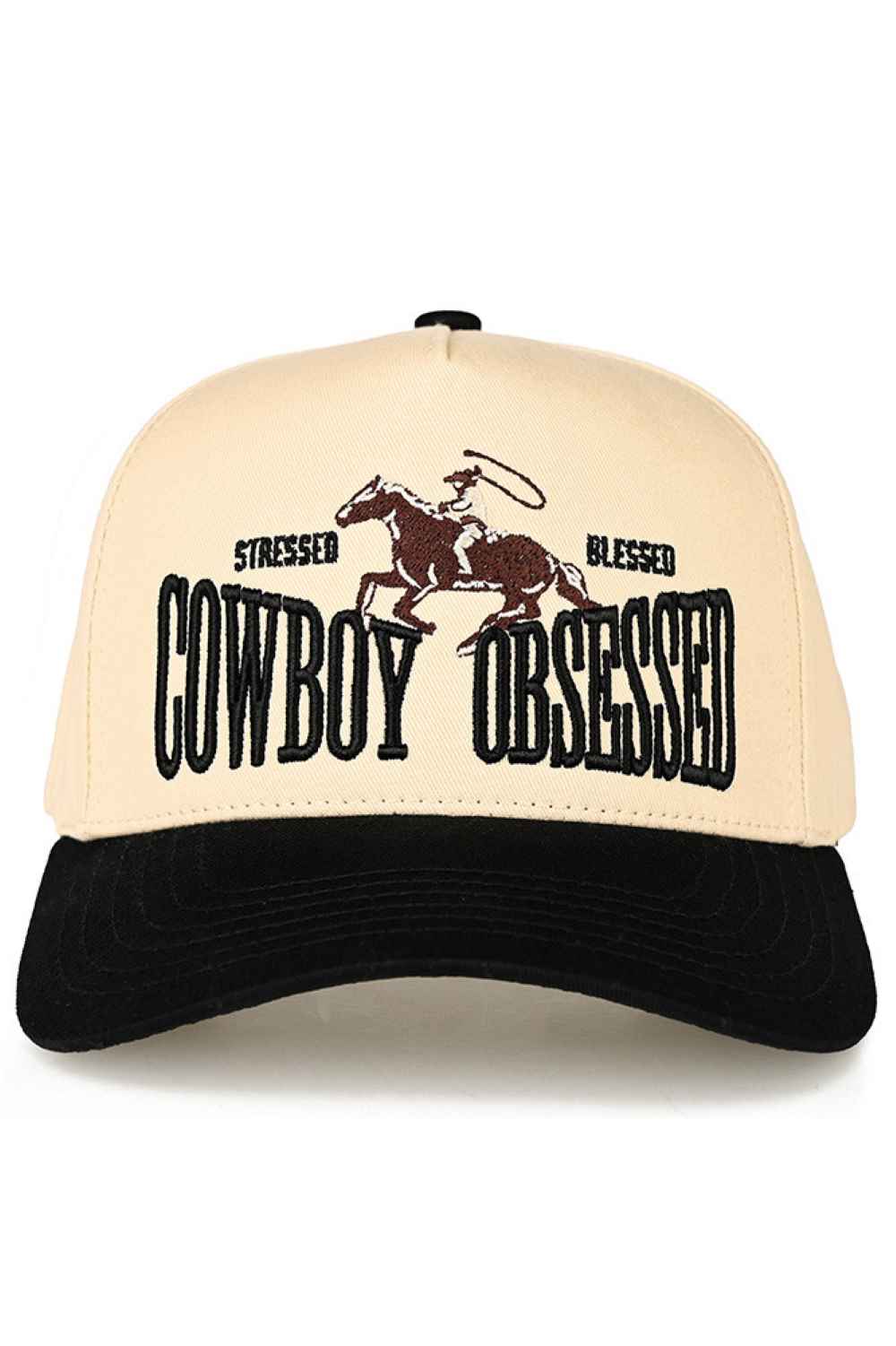 C.C COWBOY OBSESSED Embroidered Cotton Trucker Cap