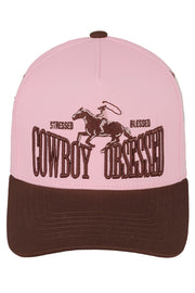 C.C COWBOY OBSESSED Embroidered Cotton Trucker Cap