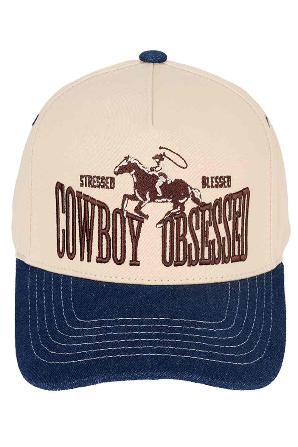 C.C COWBOY OBSESSED Embroidered Cotton Trucker Cap