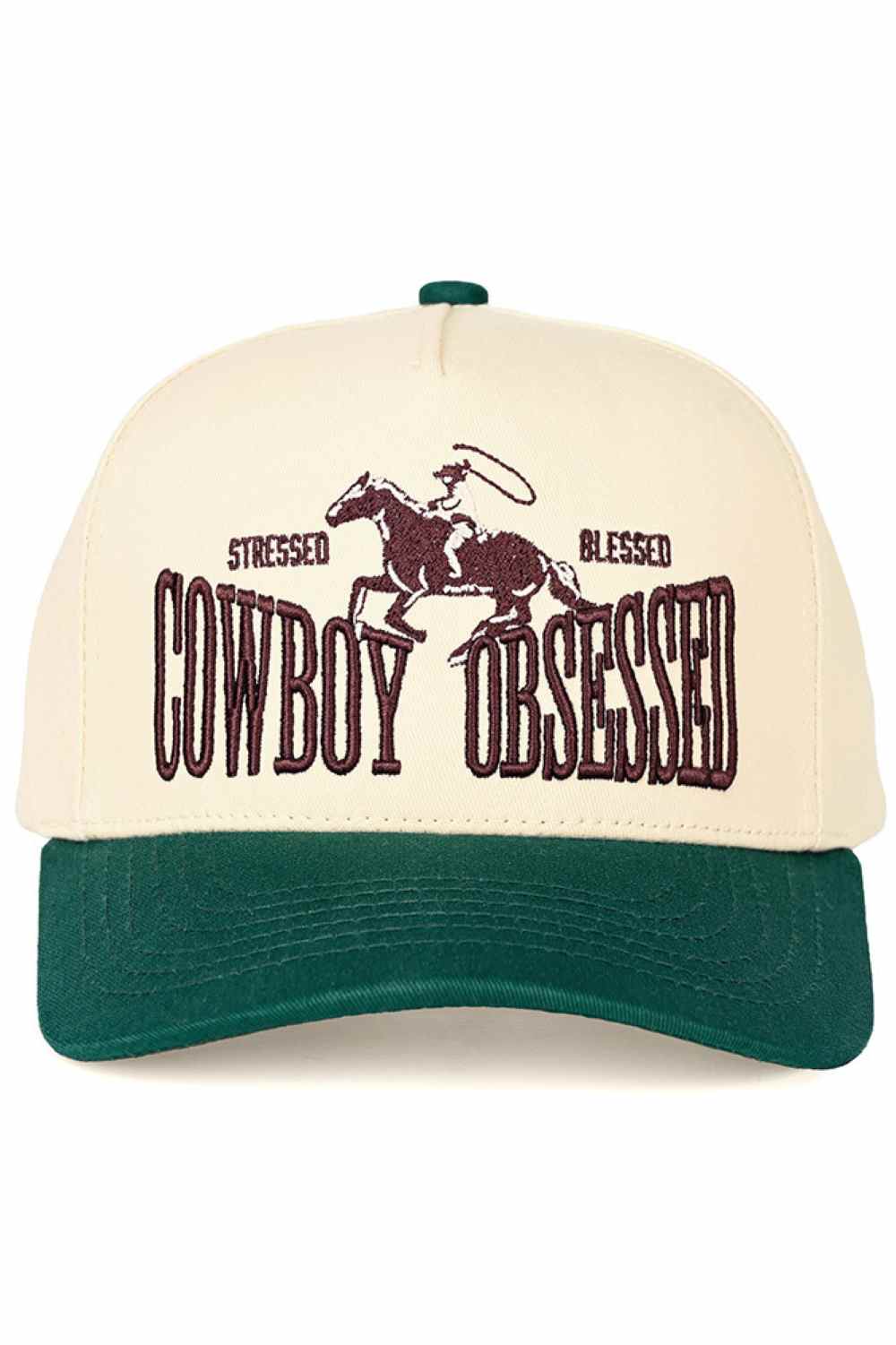 C.C COWBOY OBSESSED Embroidered Cotton Trucker Cap