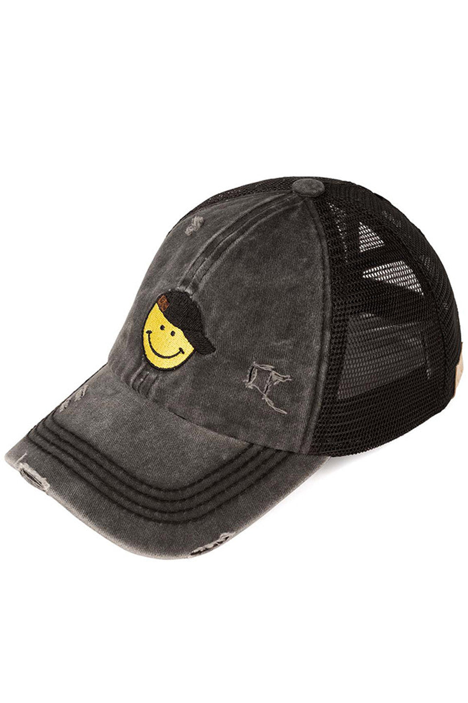 C.C Glitter Smiley Patch Kids Pony Cap