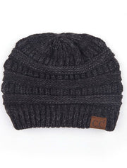 C.C Multicolor Diagonal Garter Stitch Knit Beanie Hat