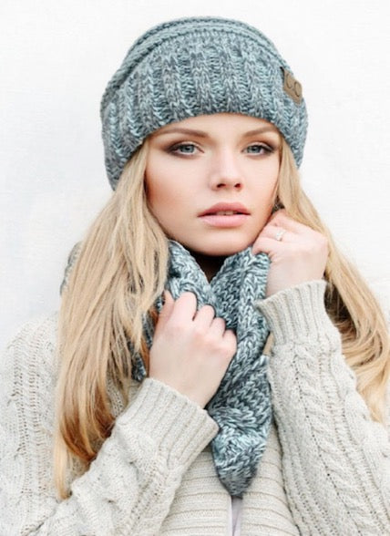 C.C Slouchy Two-Tone Detailed Knitted Beanie Winter Hat