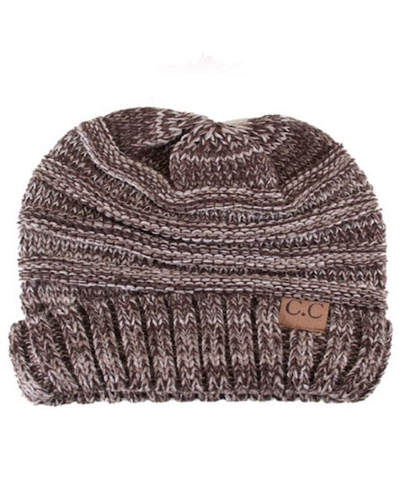 C.C Slouchy Two-Tone Detailed Knitted Beanie Winter Hat