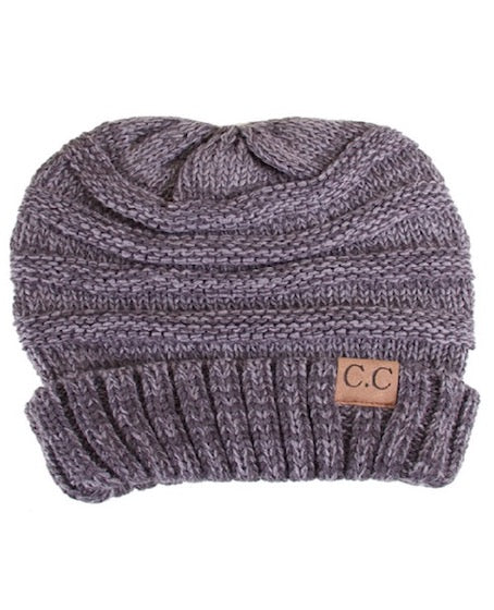 C.C Slouchy Two-Tone Detailed Knitted Beanie Winter Hat
