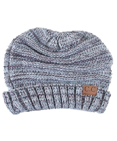 C.C Slouchy Two-Tone Detailed Knitted Beanie Winter Hat