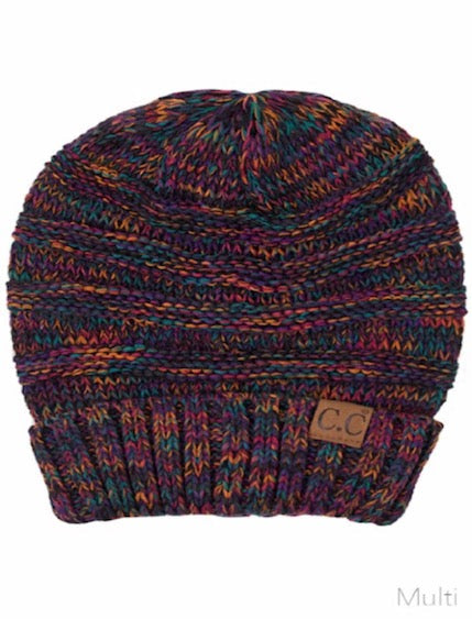 C.C Slouchy Two-Tone Detailed Knitted Beanie Winter Hat