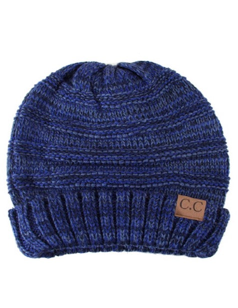 C.C Slouchy Two-Tone Detailed Knitted Beanie Winter Hat