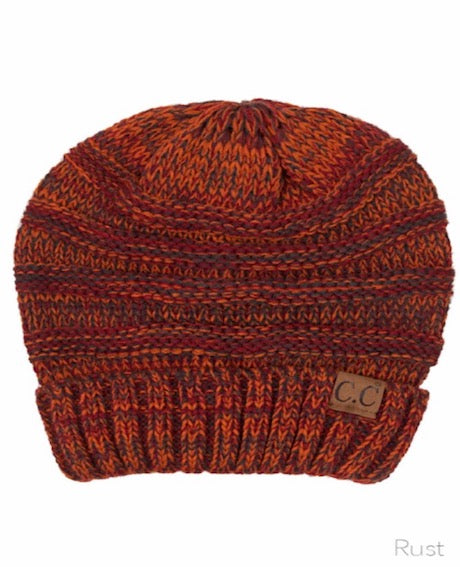 C.C Slouchy Two-Tone Detailed Knitted Beanie Winter Hat