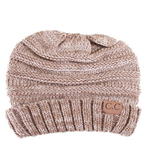 C.C Slouchy Two-Tone Detailed Knitted Beanie Winter Hat