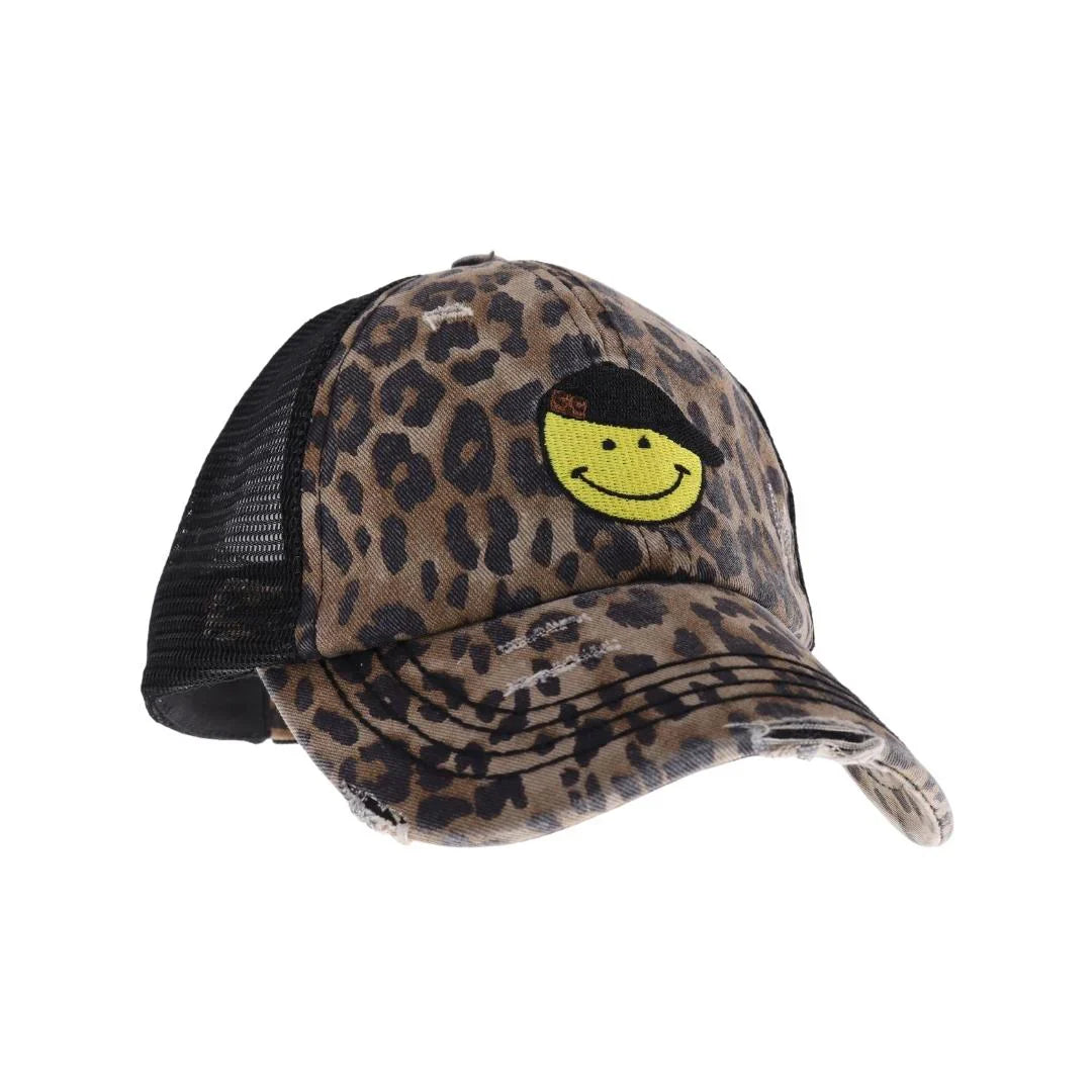 C.C Smiley Face Criss Cross High Pony C.C Ball Cap