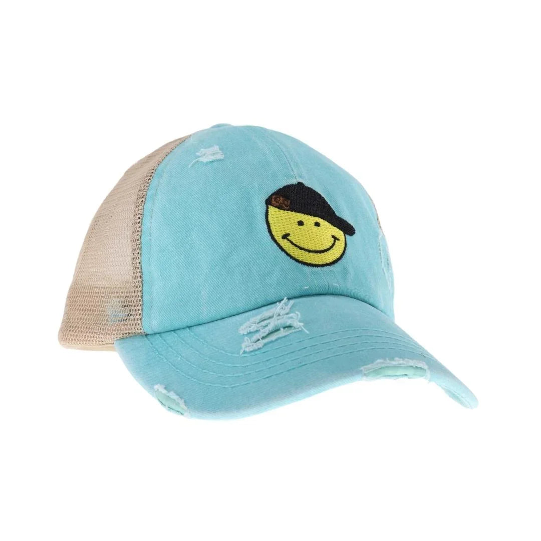 C.C Smiley Face Criss Cross High Pony C.C Ball Cap