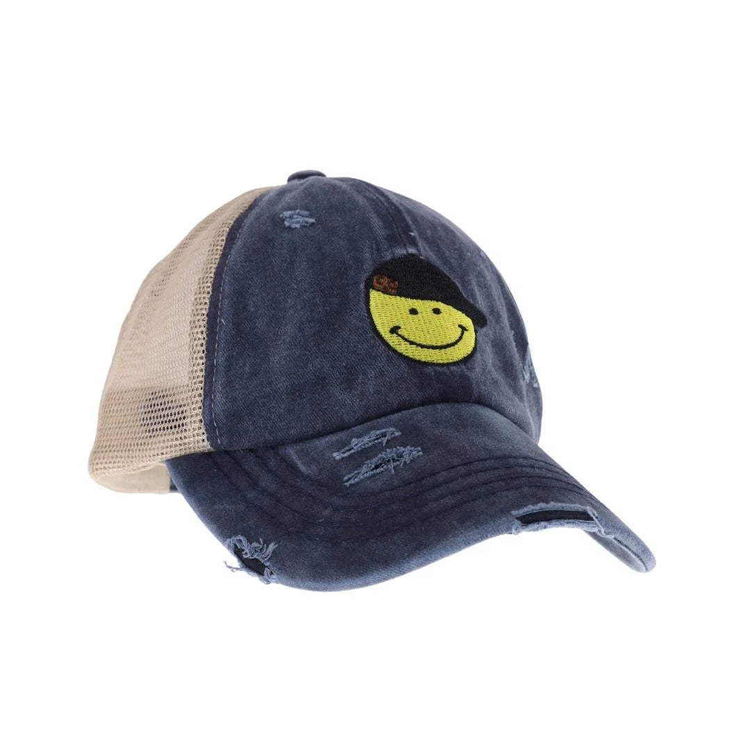 C.C Smiley Face Criss Cross High Pony C.C Ball Cap