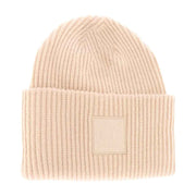 C.C Solid Ribbed Knit Detailed Beanie With Rubber Patch Hat