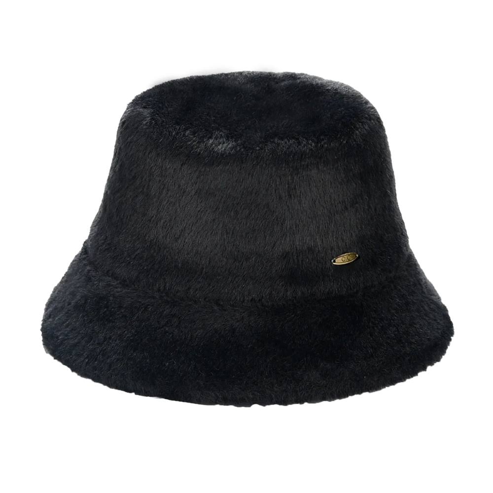 C.C Solid Short Hair Faux Fur Winter Bucket Hat